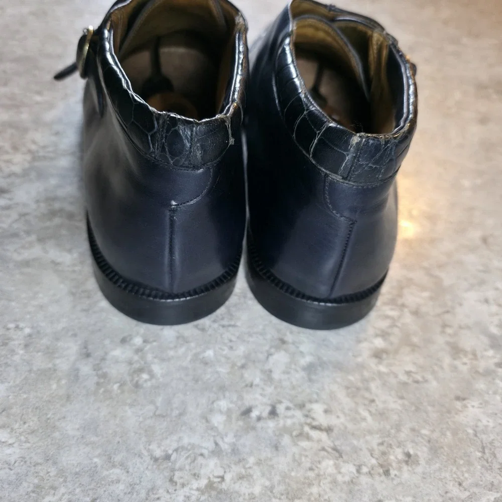 Vintage Mezlan Size 11.5 Crocodile Blue Handmade In Spain Monk Shoes *Read Desc.